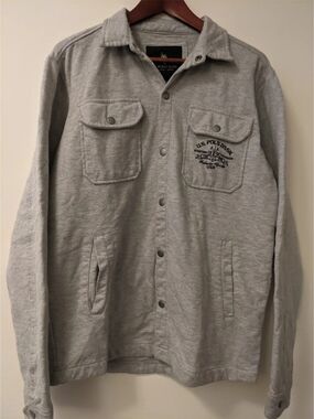 U.S. Polo Assn. Light Gray Button-Front Shirt Jacket